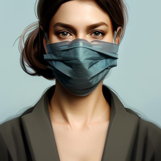 Woman in Surgical Mask: Hyperdetailed Portrait