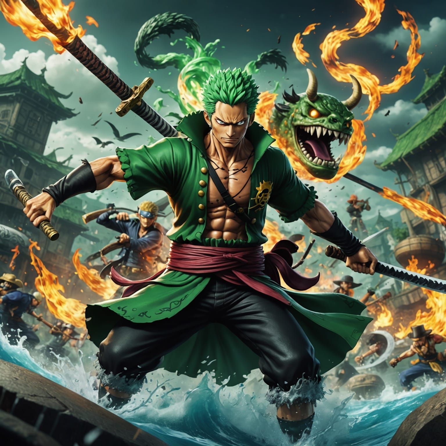 Zoro and Brook Duel: One Piece Concept Art