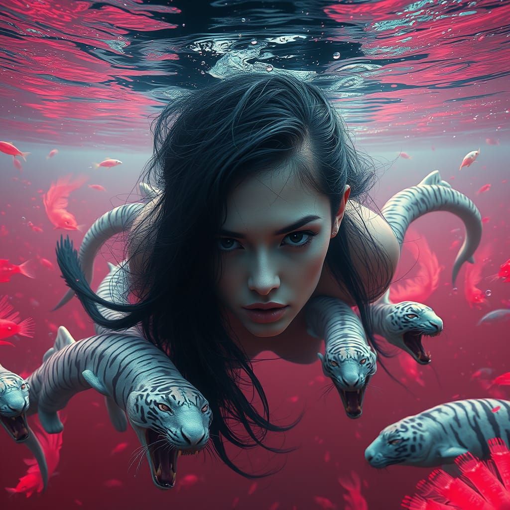 Underwater Goddess in a Surreal Digital Painting