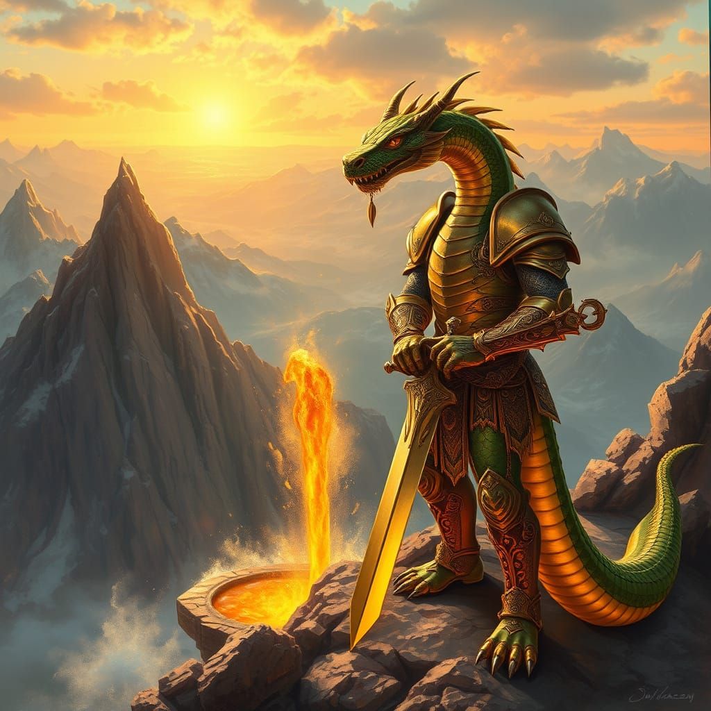 Tsaesci Warrior Guarding Golden Fountain in Dragon Mountains