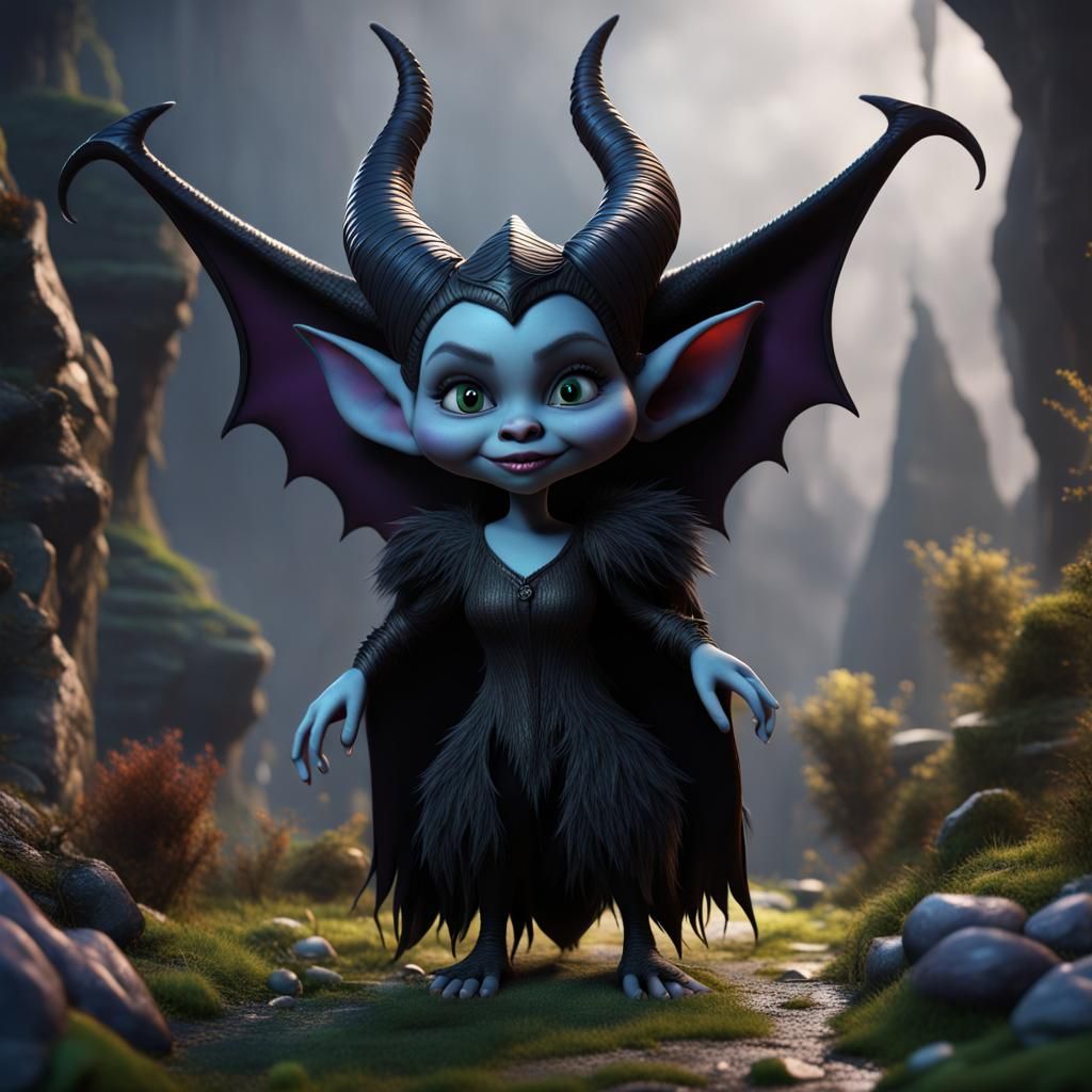 Hyperrealistic Maleficent as Cute Troll