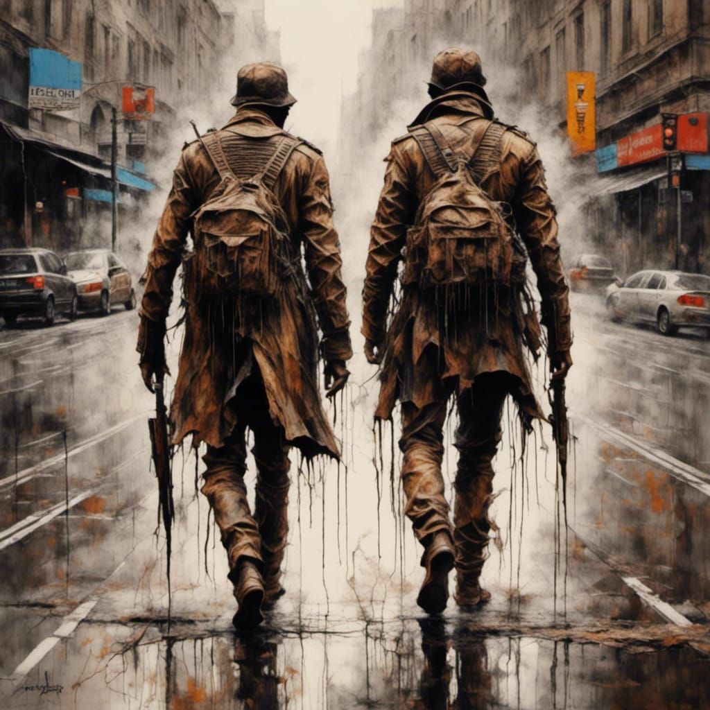 Ghost Soldier Walks City Street: Woodsplash Realism
