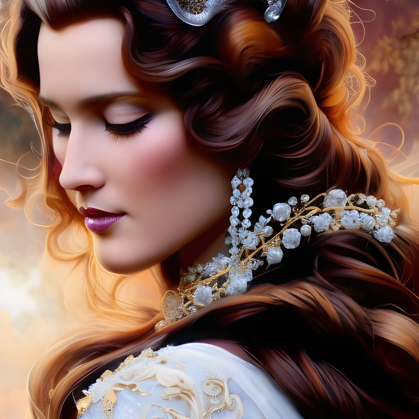 Princess Belle Hugs Chewbacca in Rococo Style