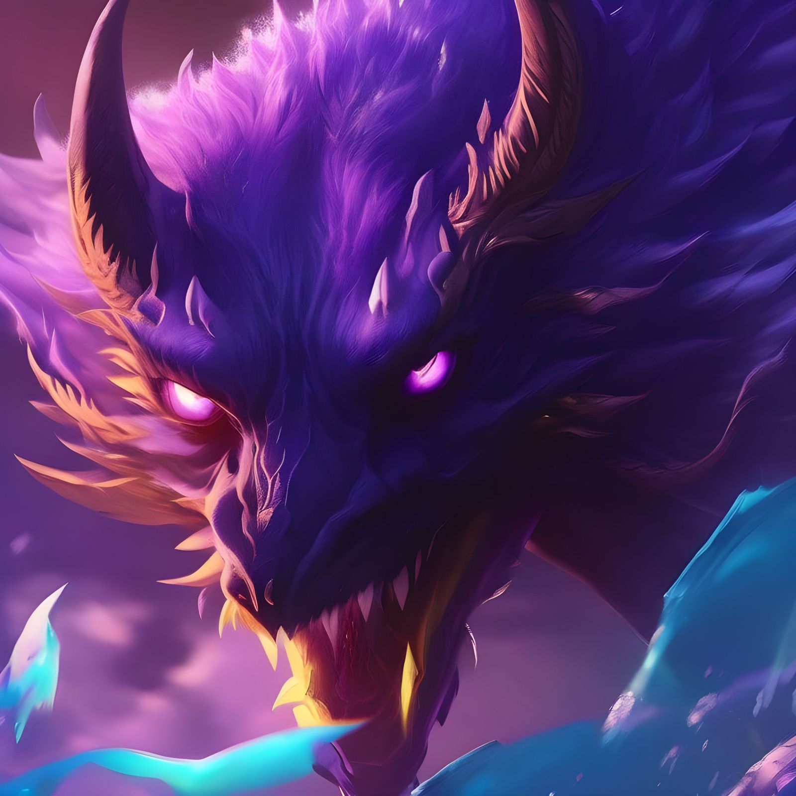 Mystic Purple Dragon in Digital Art Style
