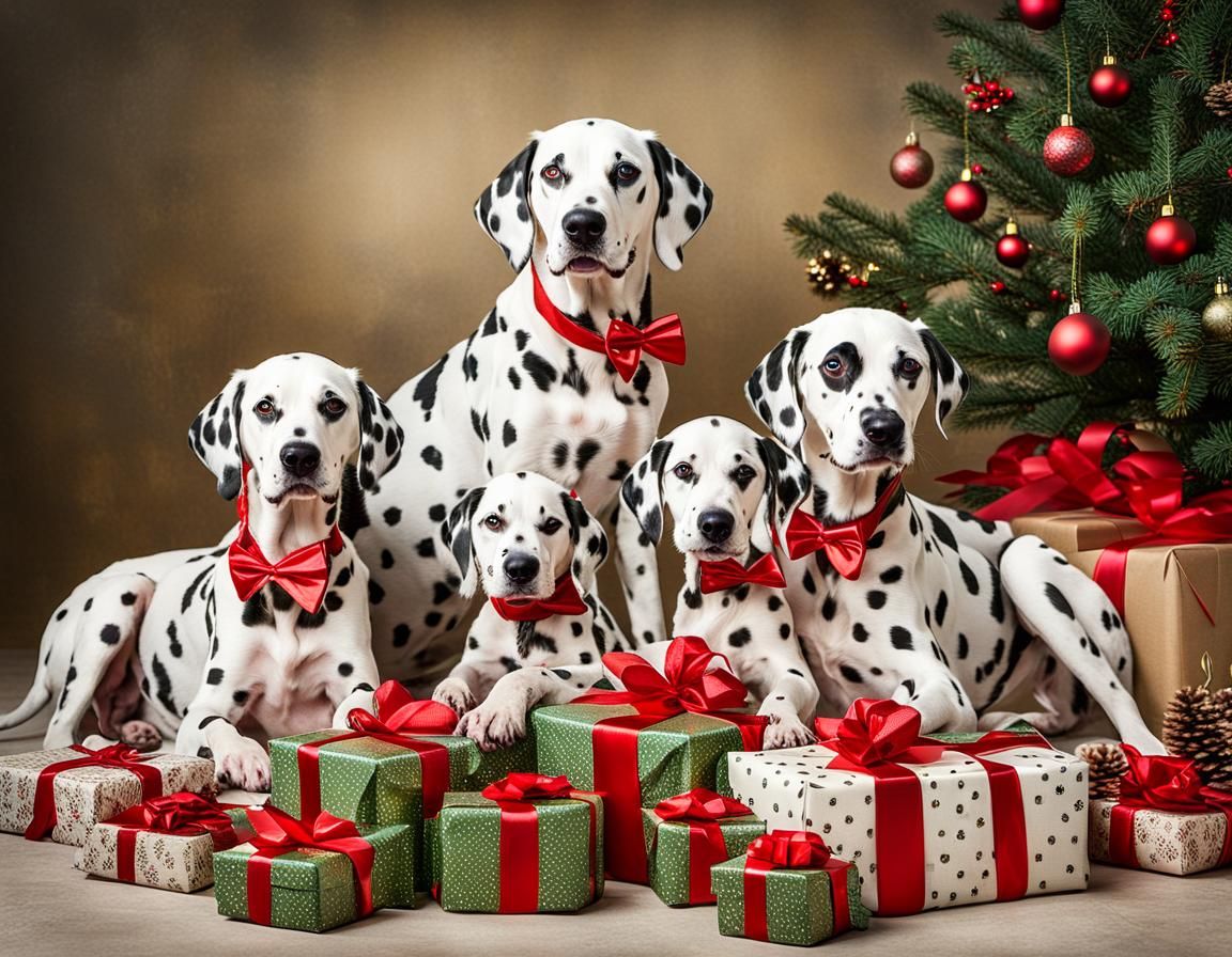 Dalmatian Family Christmas Celebration Photo