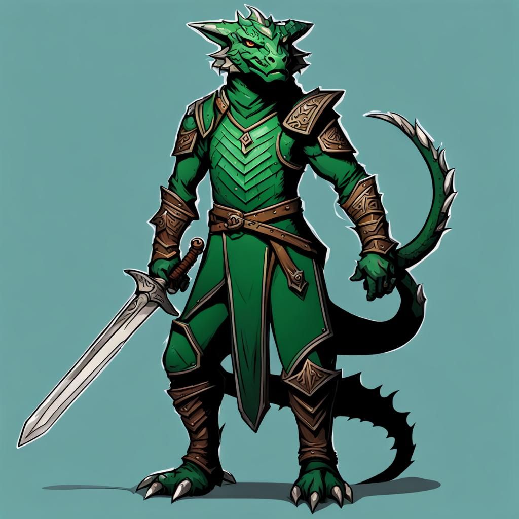 Dragonborn Warrior with Emerald Sword