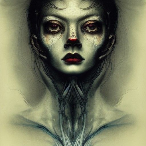 Banshee Woman Portrait in Dark Horror Style