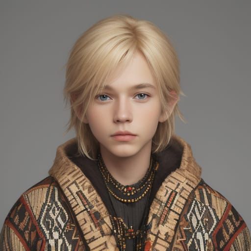 Blond Boy in African Tribal Bead Fashion