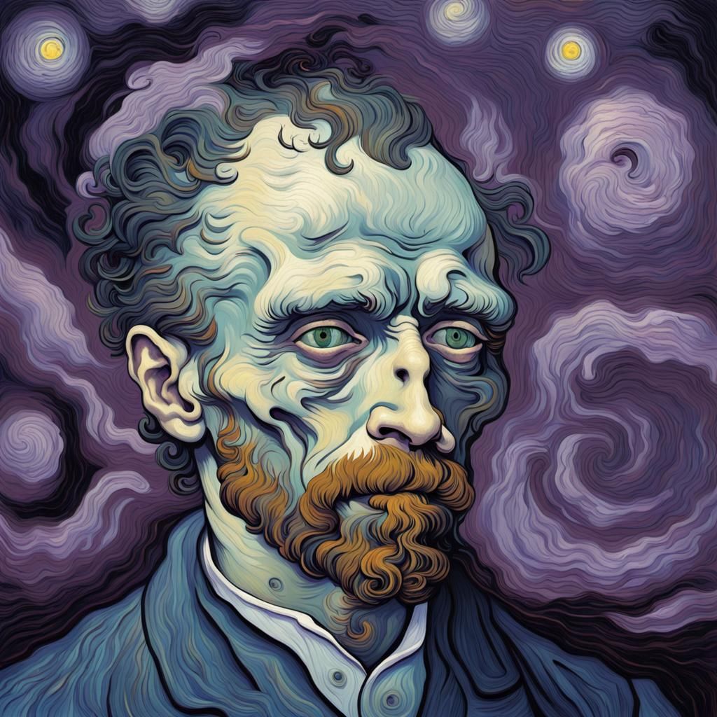 Tormented Soul in Swirling Darkness: Post-Impressionism Nigh...