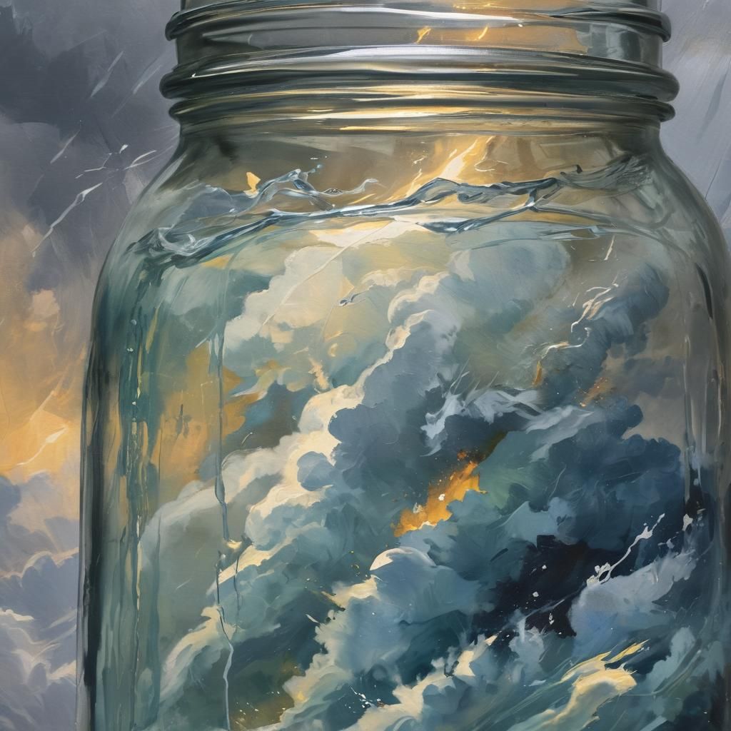 Storm in a Jar: Gouache and Watercolor Painting