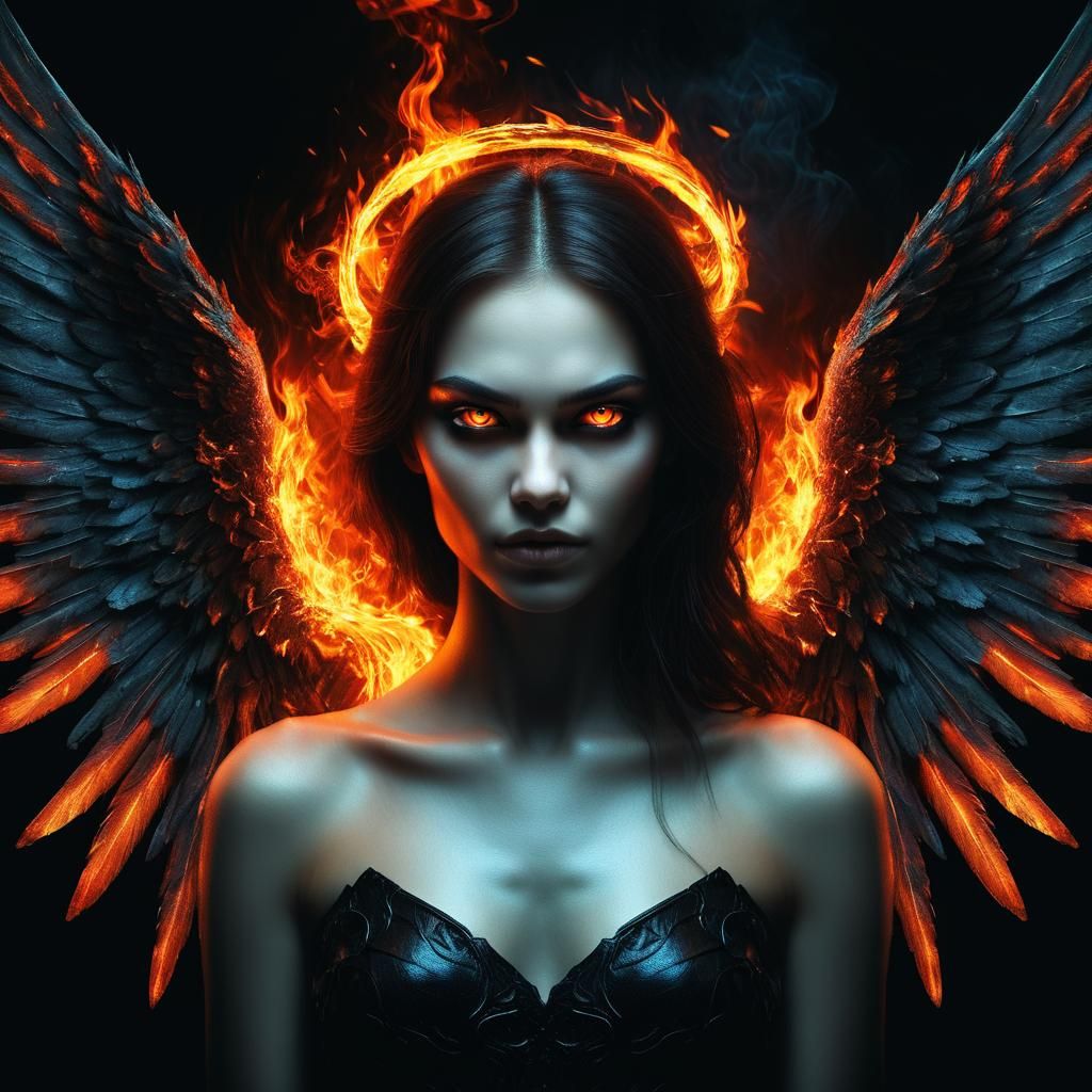 Angel and Demon Portrait in Digital Art Style