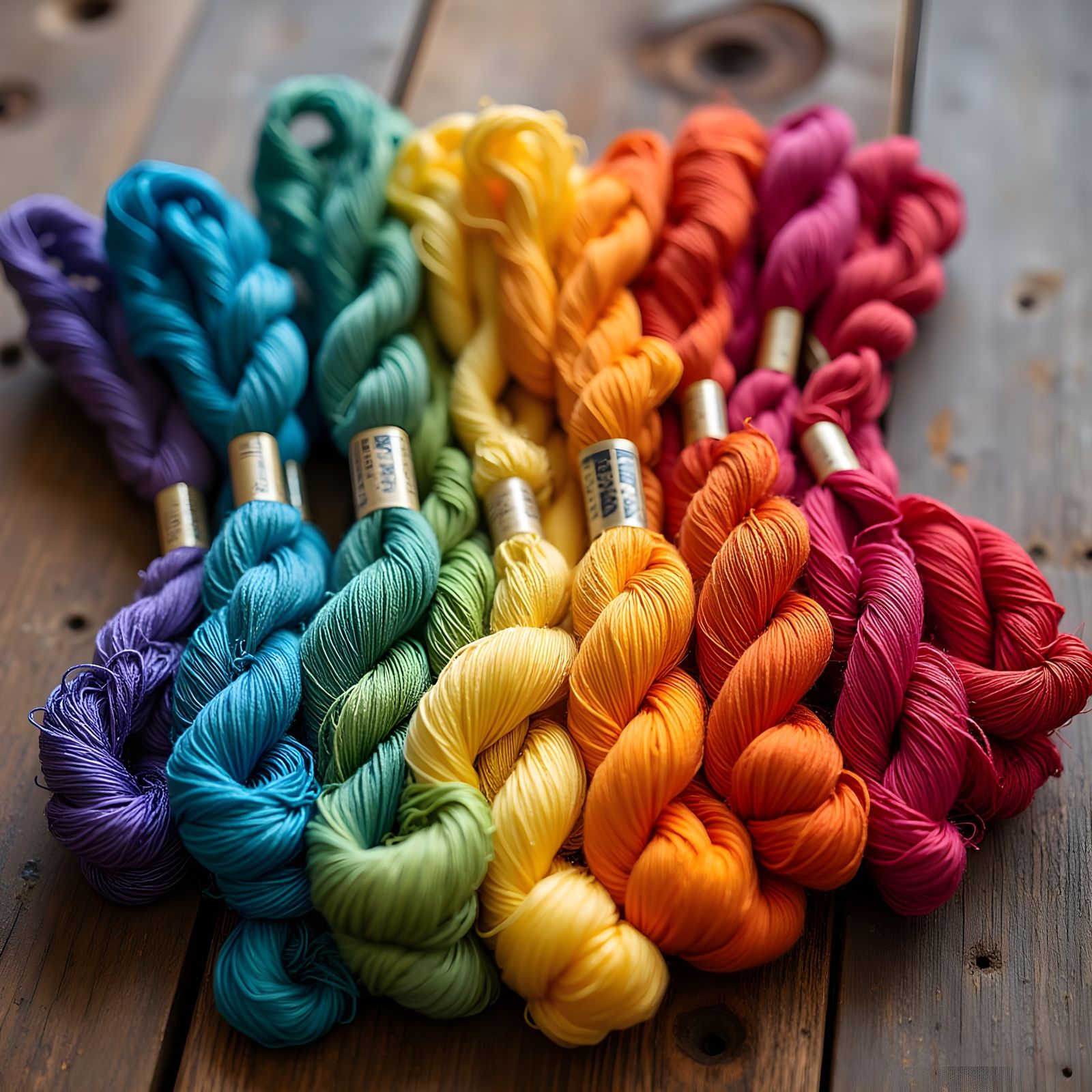 Colorful Embroidery Thread Close-Up Photograph