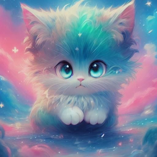 Kawaii Kittens Play in Pastel Nursery, Anime Style