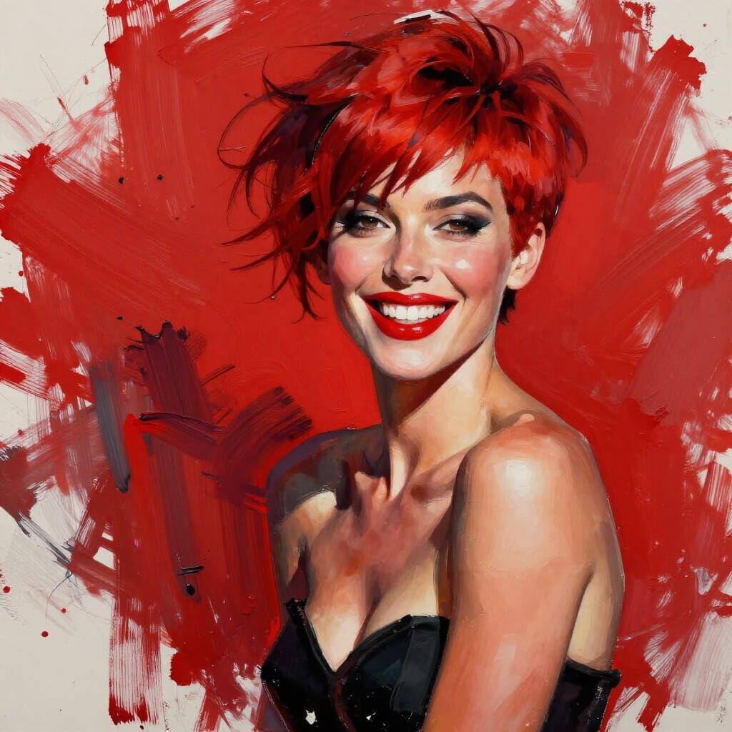 Vibrant Redhead Portrait in Expressive Impasto Style