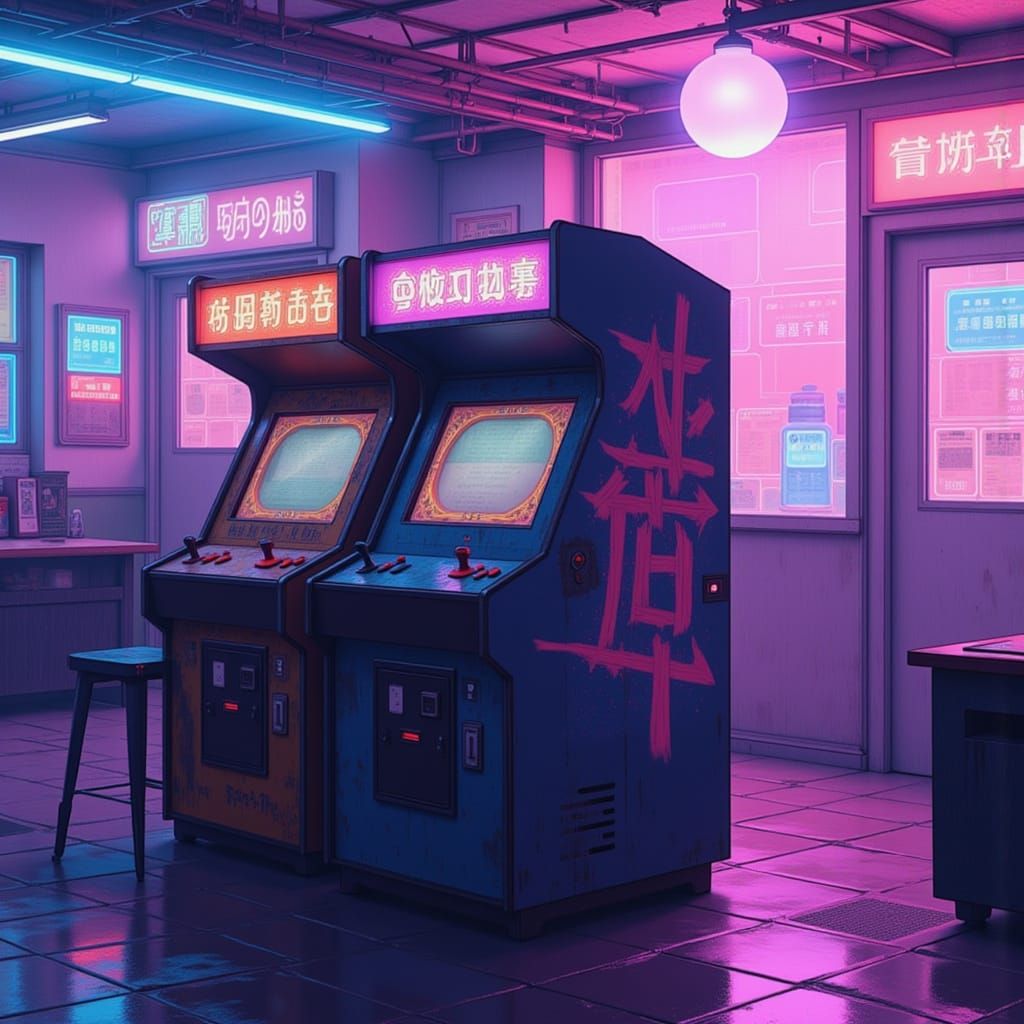 Nostalgic Arcade Cabinet in Tokyo Game Center