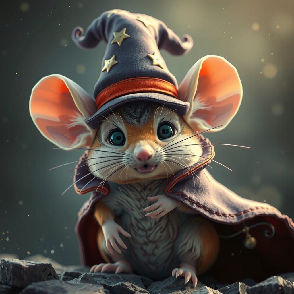Whimsical Mouse Wizard Masterpiece in Vibrant Fantasy Style