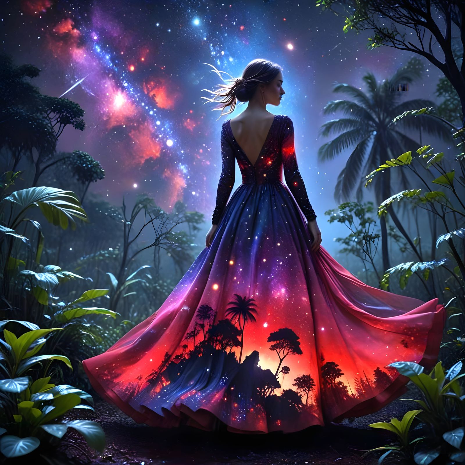 Surreal Starry Dreamscape in Impasto Painting Style