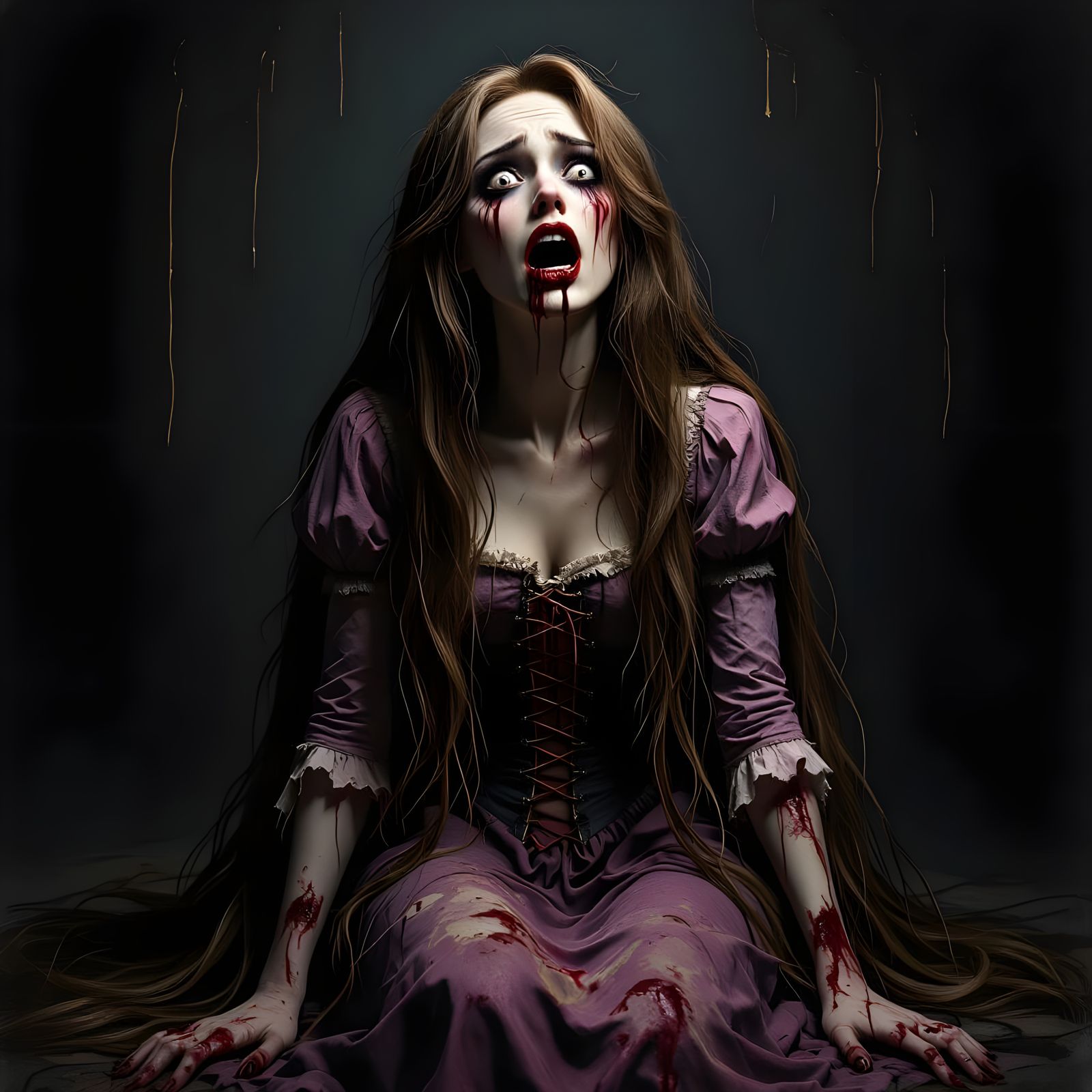 Creepy Rapunzel in Horror Style