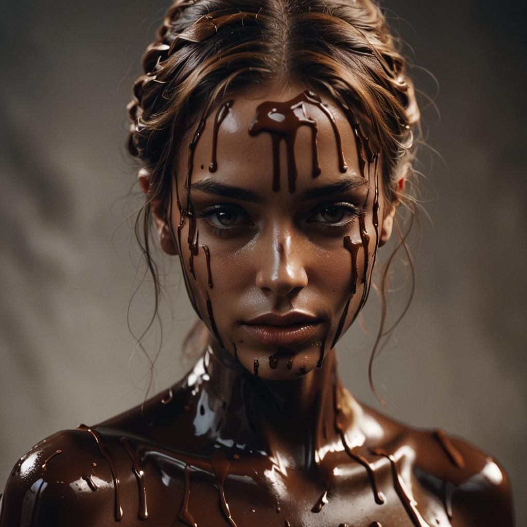 Sultry Chocolate Goddess in Low-Key Cinema