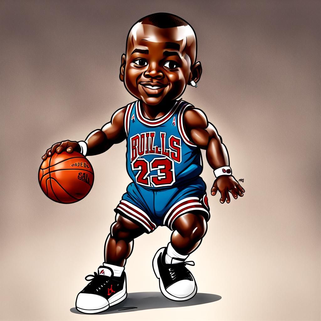 Cartoon Baby Michael Jordan Illustration