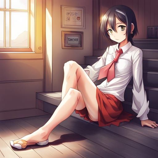 Anime Style Foot Girl Illustration