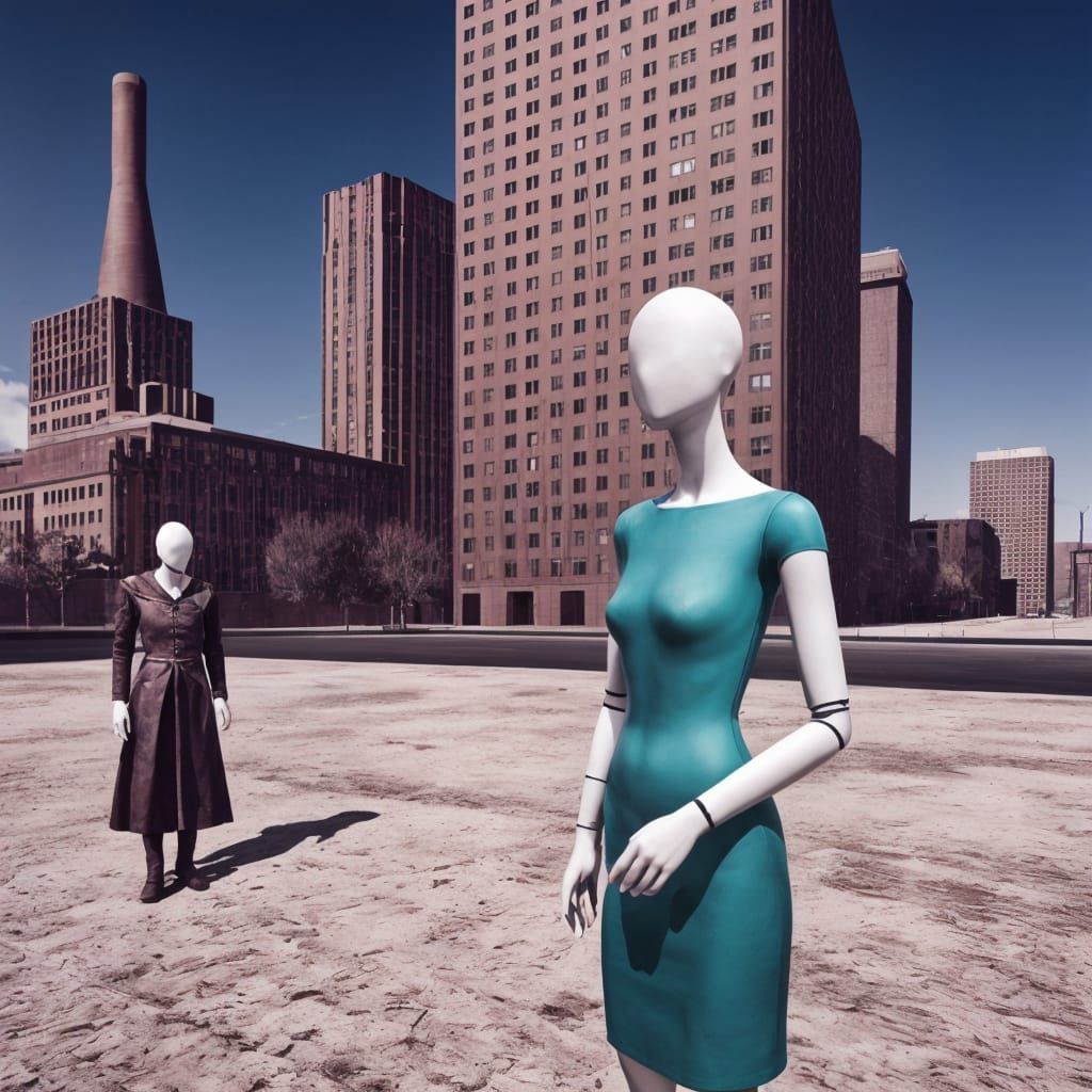 Barren Cityscape: Mannequin in Abandoned Metropolis