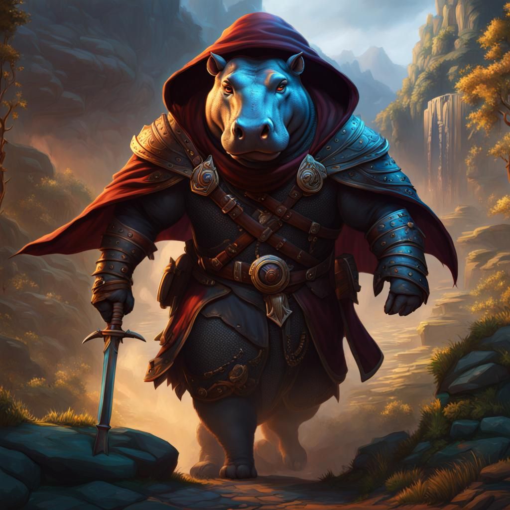 Giff Rogue in Hooded Cloak: Fantasy Concept Art
