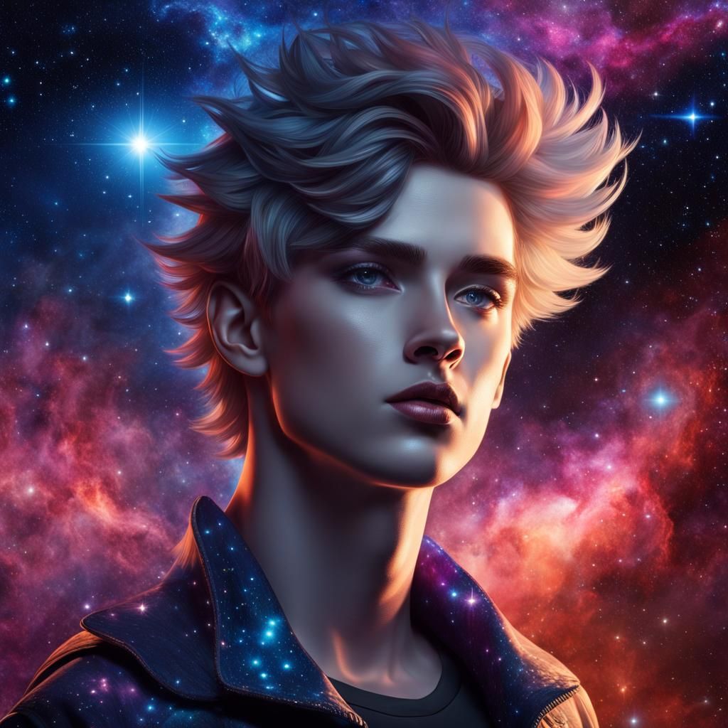 Gay Twink Among Stars and Nebula