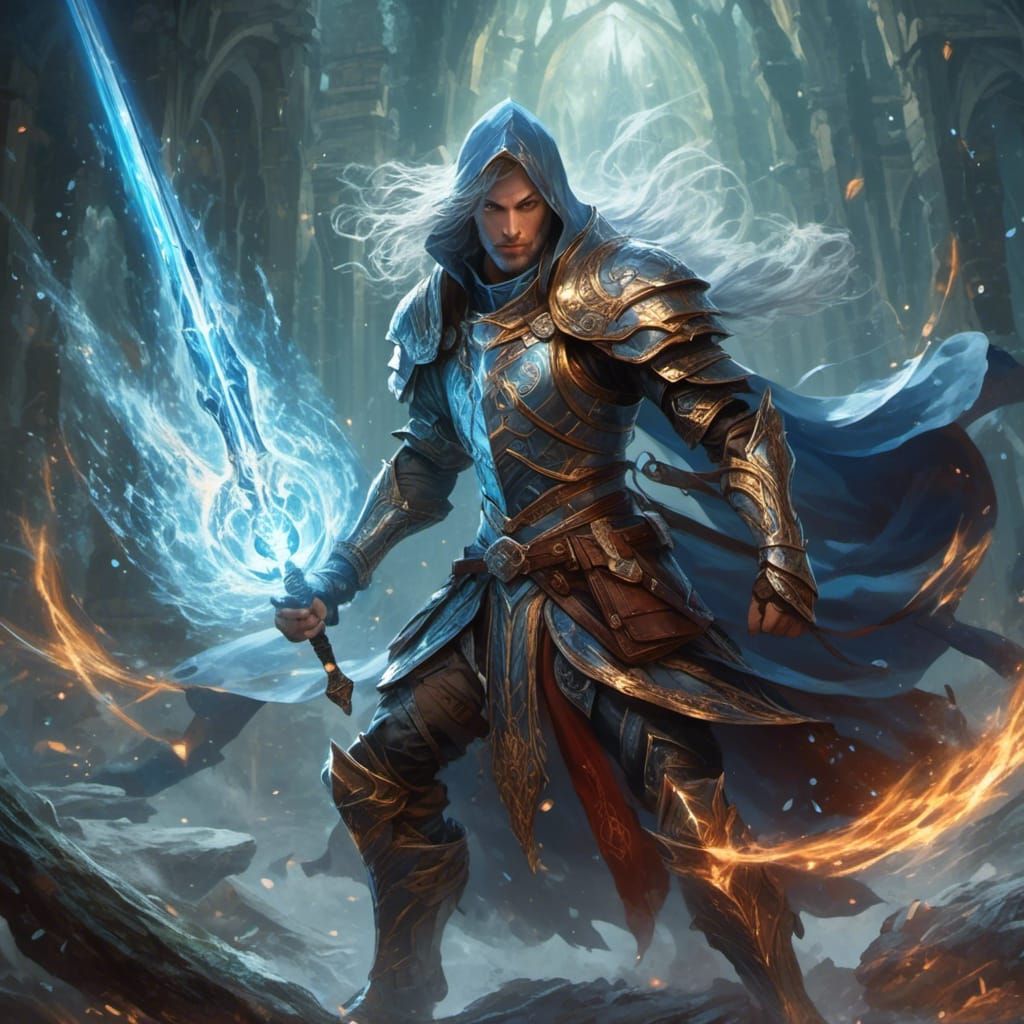 Battlemage with Elemental Magic and Sword