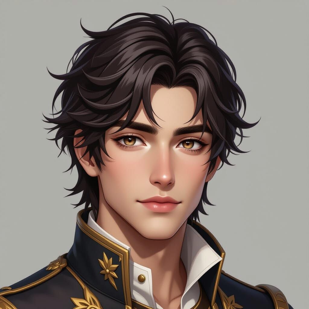 Young Nobleman Portrait in Realistic Anime Style