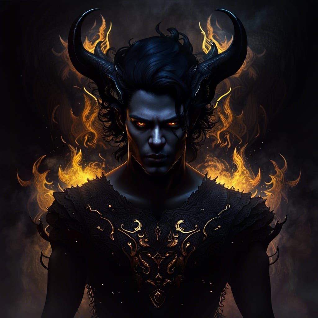 Young Demon in Shadows: Detailed Matte Painting