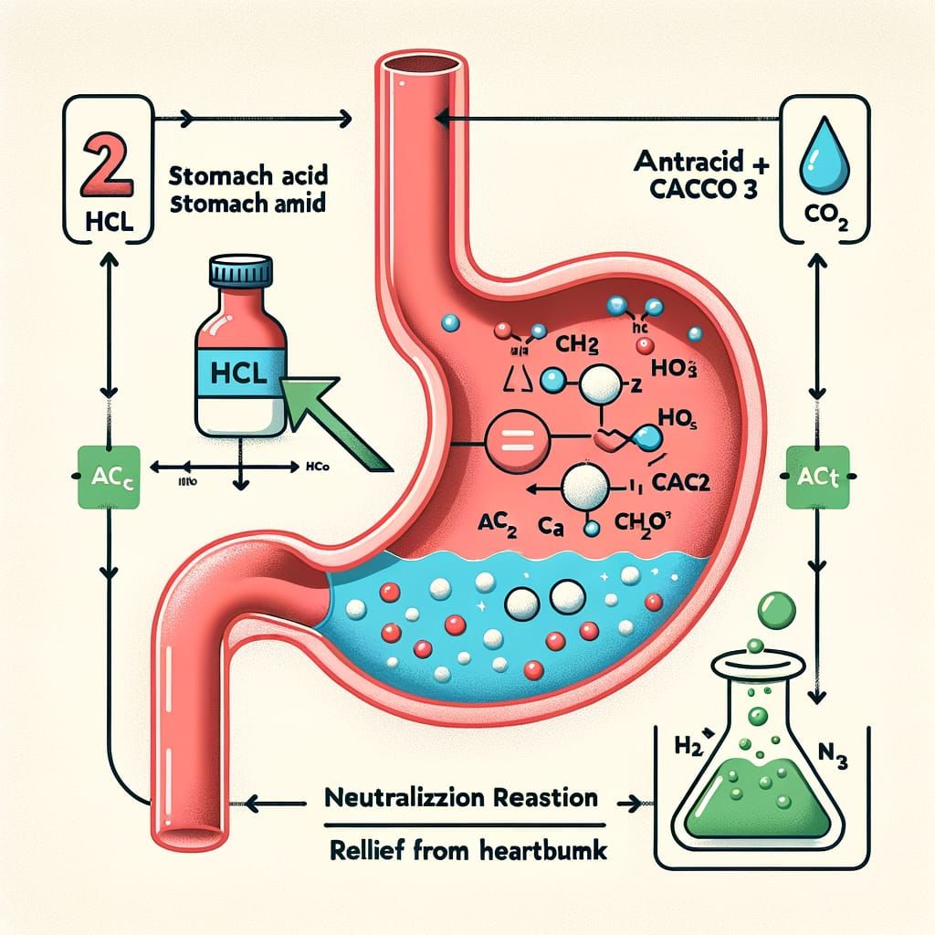Educational Diagram: Antacids Neutralizing Stomach Acid
