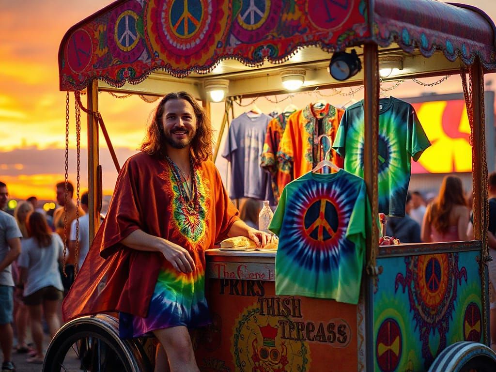 Laid-Back Hippie Sells Vibrant Tye-Dye Shirts and Artisanal ...