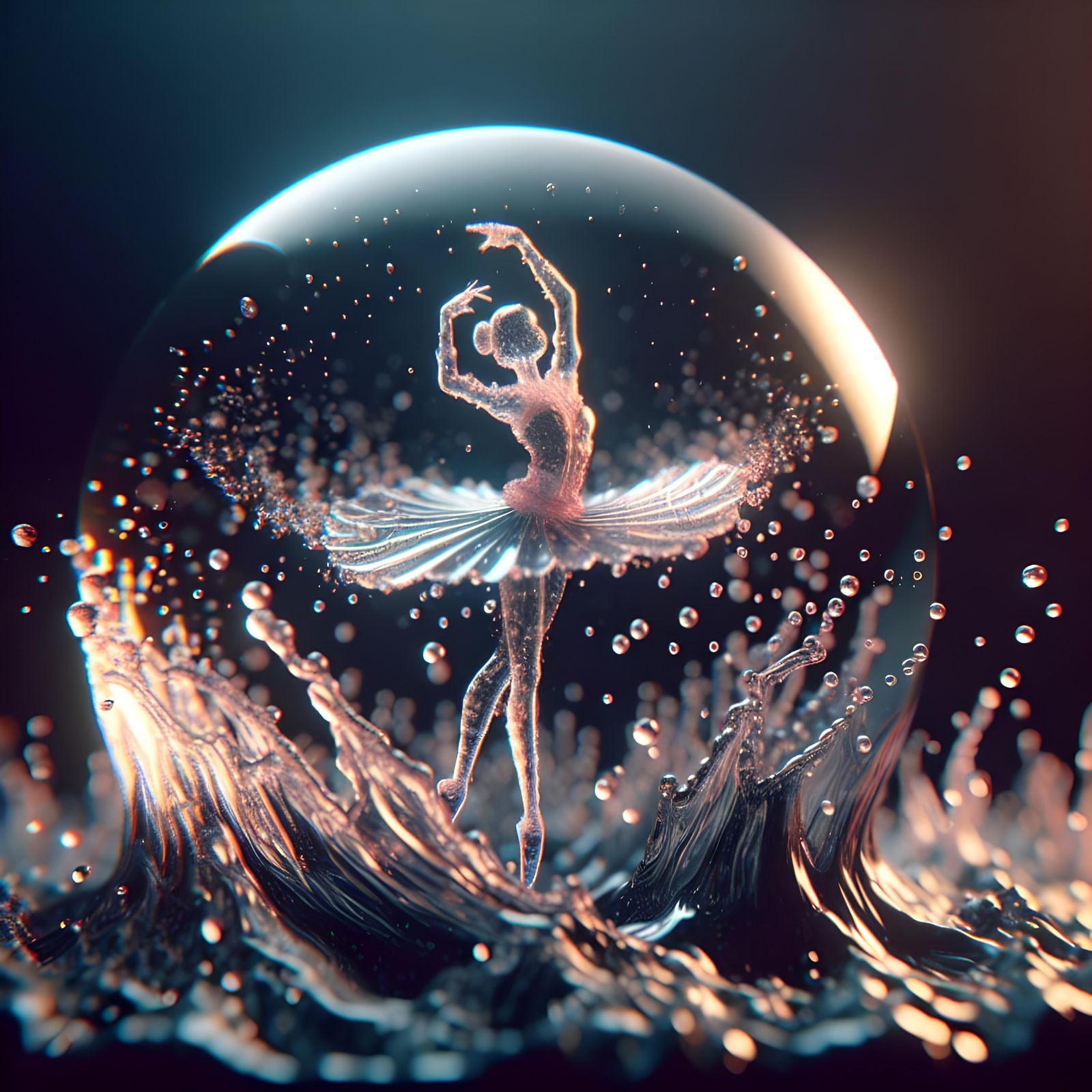 Ballerina Raindrop: A Hyperdetailed 3D Fantasy