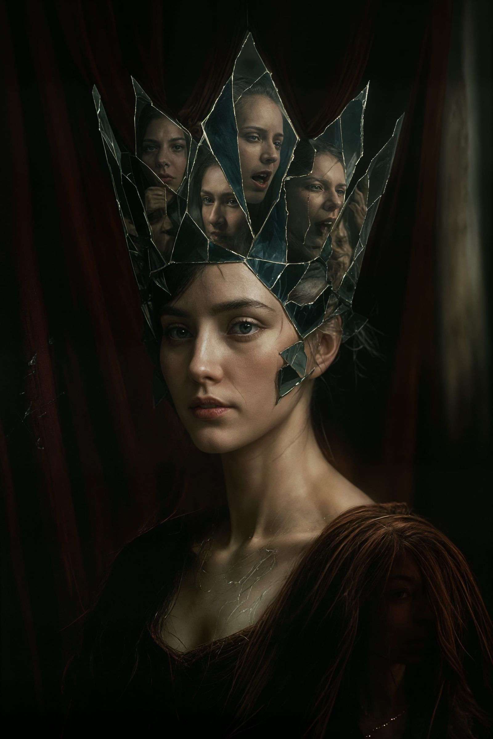 Surreal Queen of Broken Mirrors Portrait