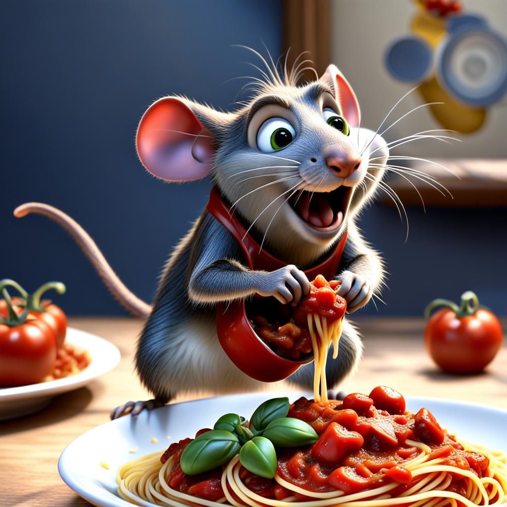 Ratatouille Cooks Spaghetti in Disney Animation Style