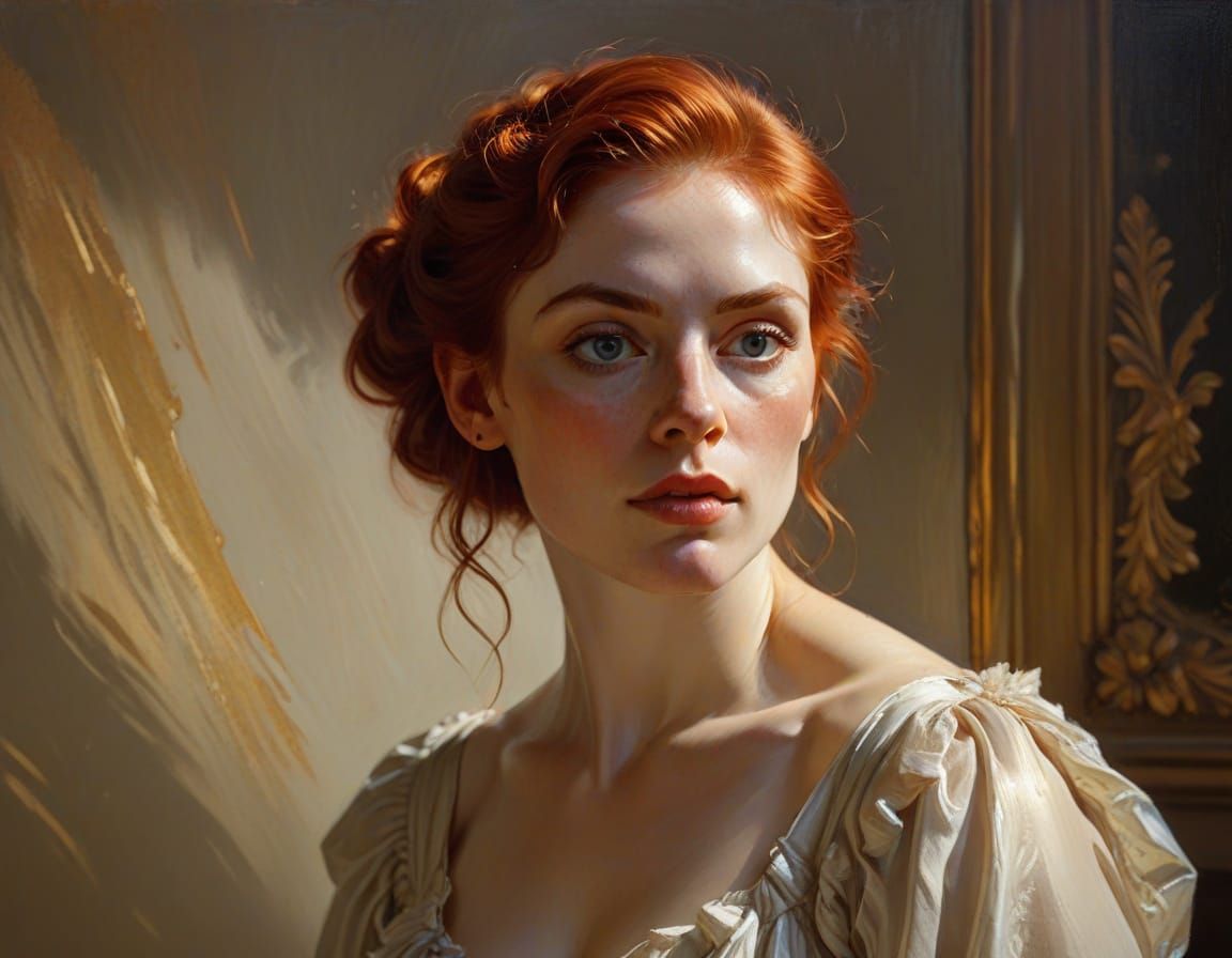 Provocative Portrait of a Redhead in Warm Studio Lighting