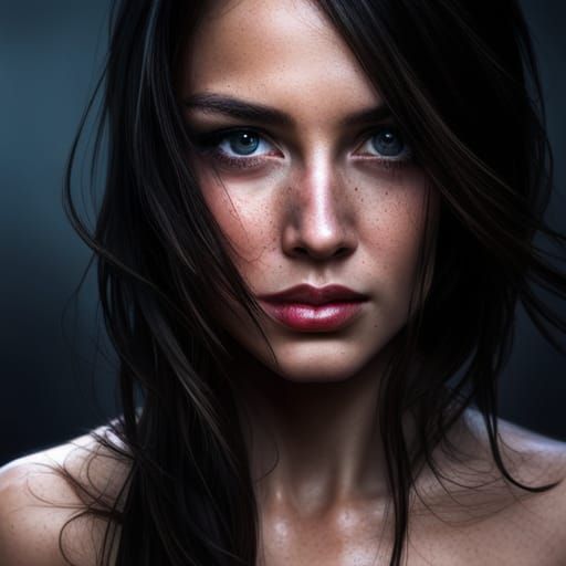 Hyperrealistic Portrait of a Freckled Girl