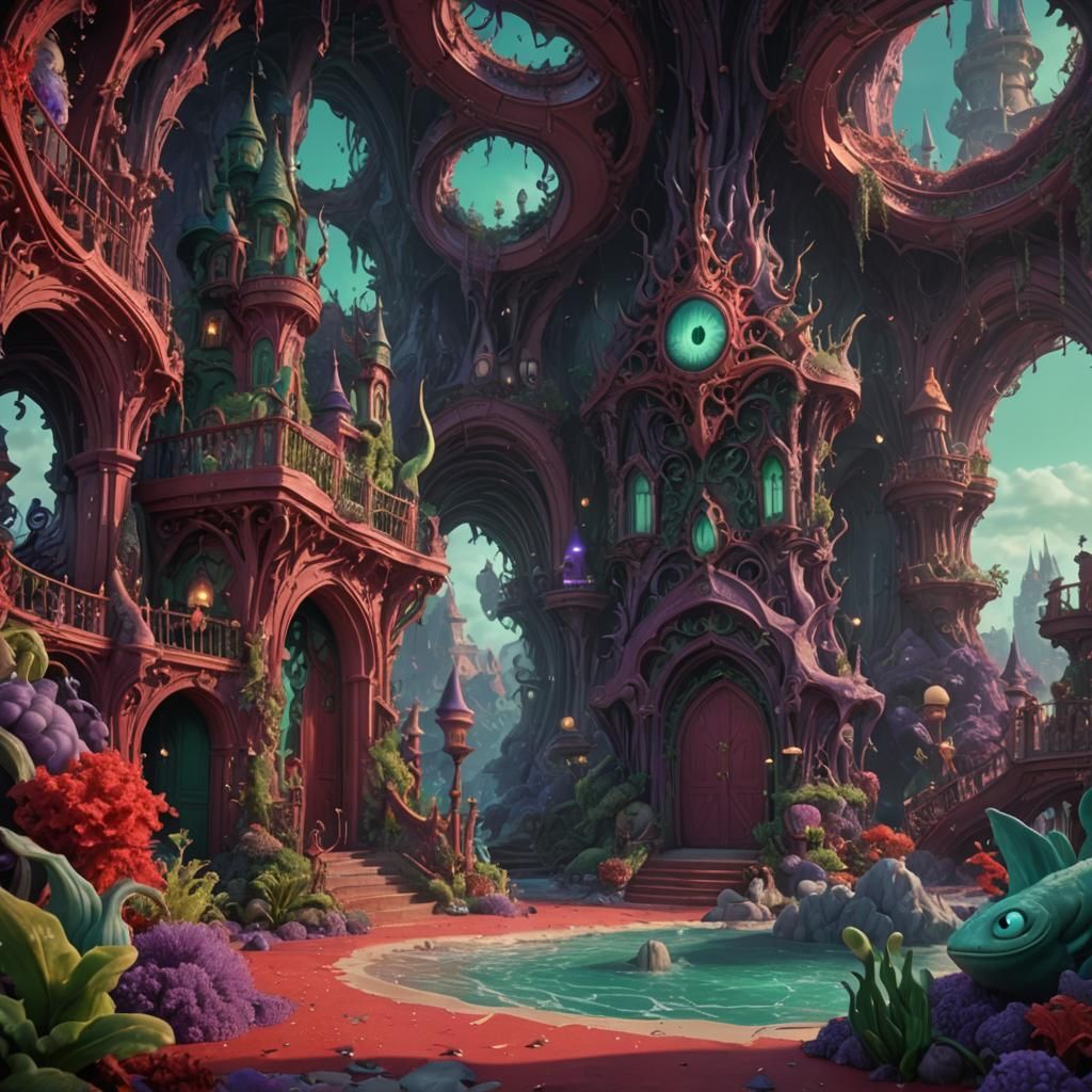 Ursula's Lair: Red and Purple Seafoam Fantasy