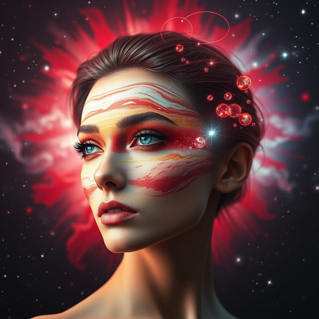 Ethereal Jupiter Goddess with Starry Backdrop