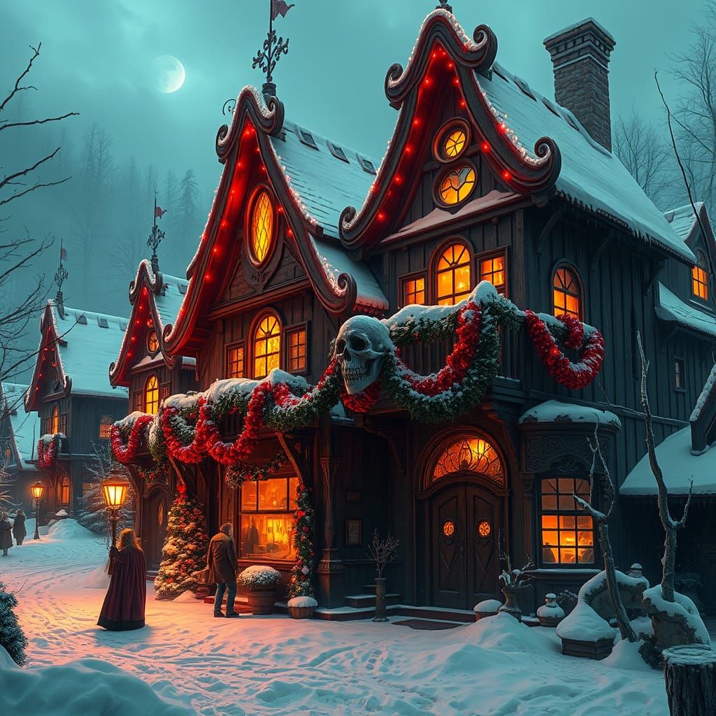 Lovecraftian Vampire Christmas in Snowy Ghost Town