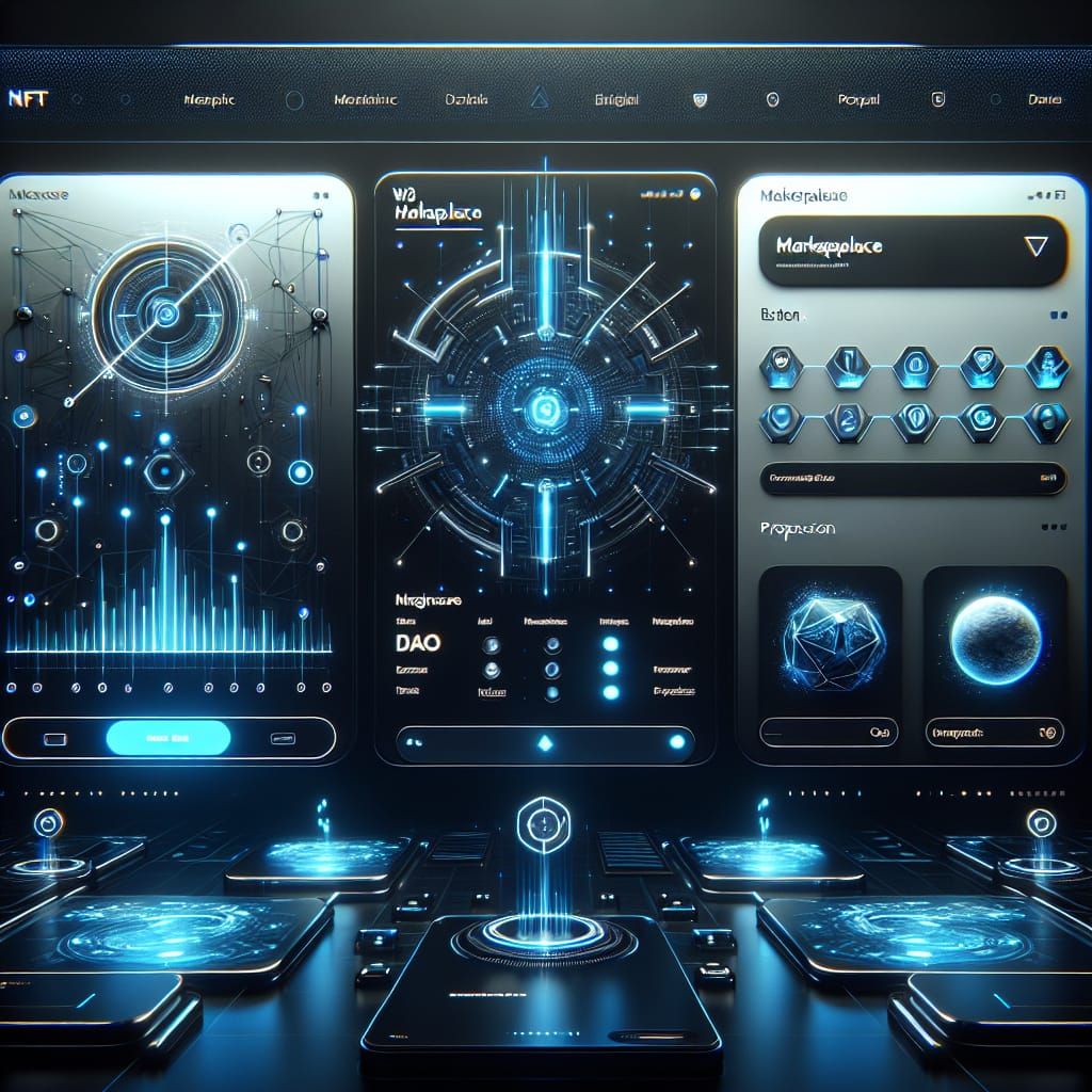 Futuristic Web3 NFT Marketplace in Cyberpunk Style