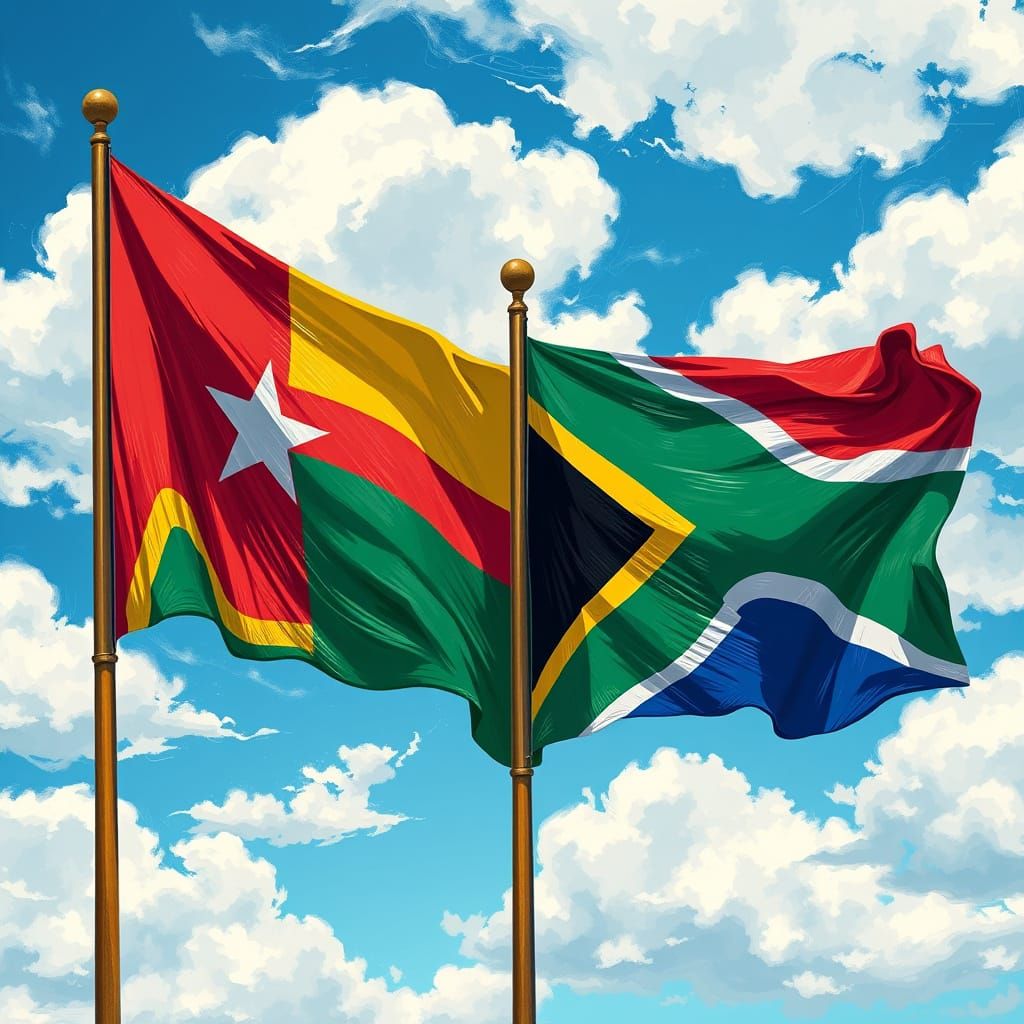 Flags of Congo and South Africa in Vibrant Style