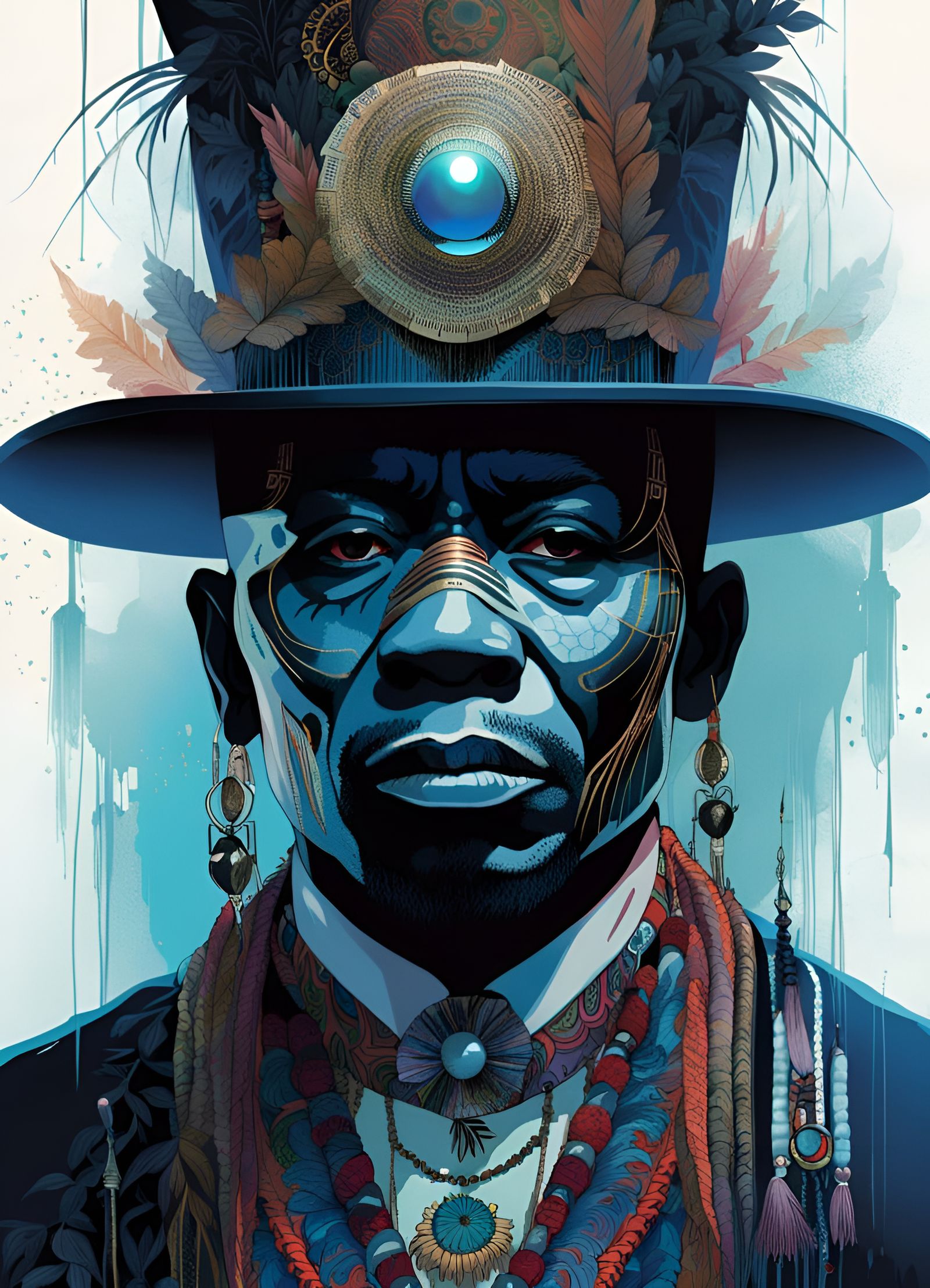 Scary Voodoo Shaman Portrait in Digital Art