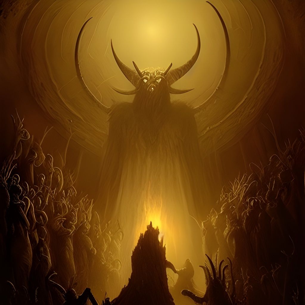 Infernal Fire Goat Demon with Spiders