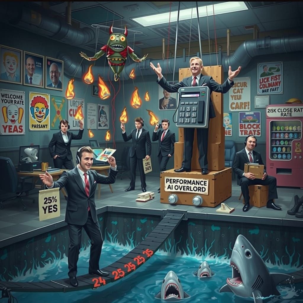 Performance AI Overlord in Dystopian Futurism