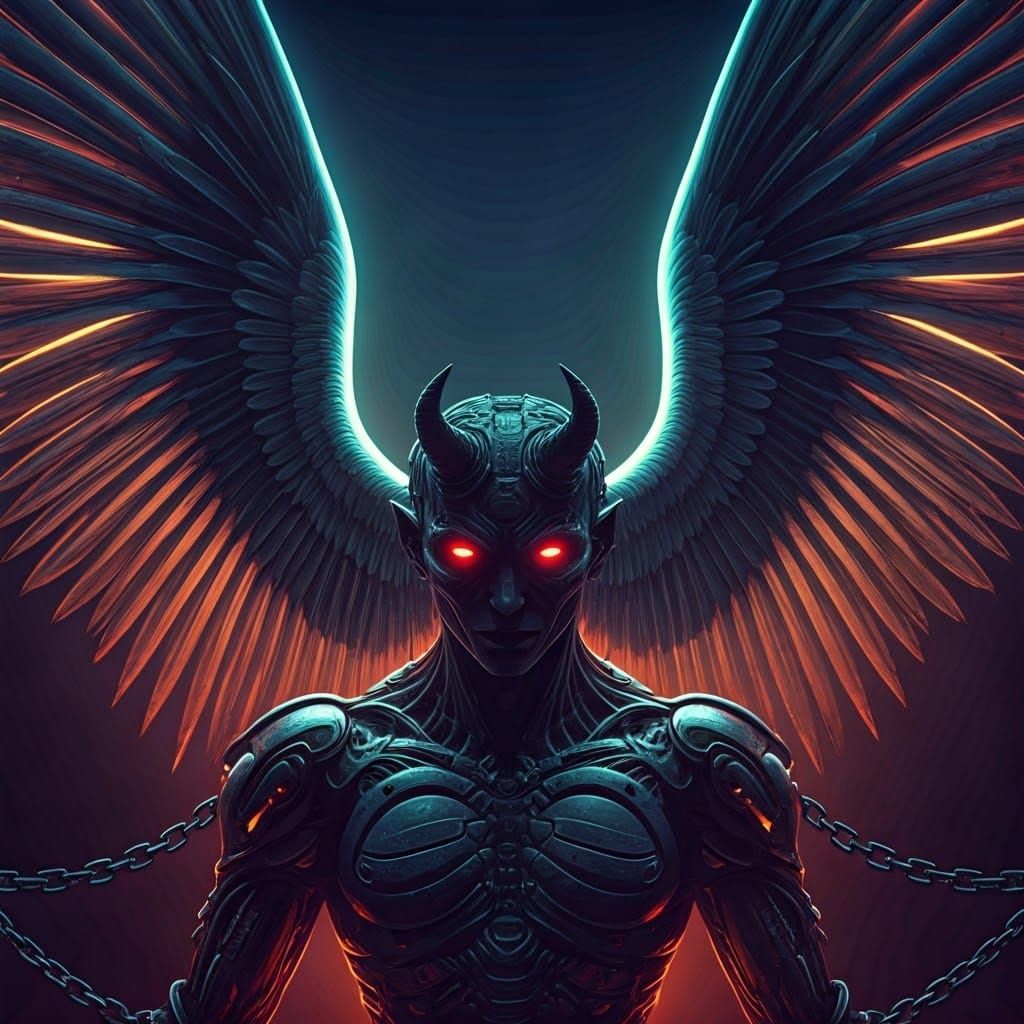 Chained Demon Wings in Ethereal Auroracore Style