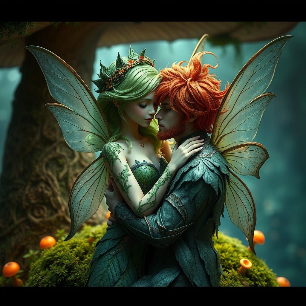 Whimsical Fairy Embrace Beyond the Toadstool