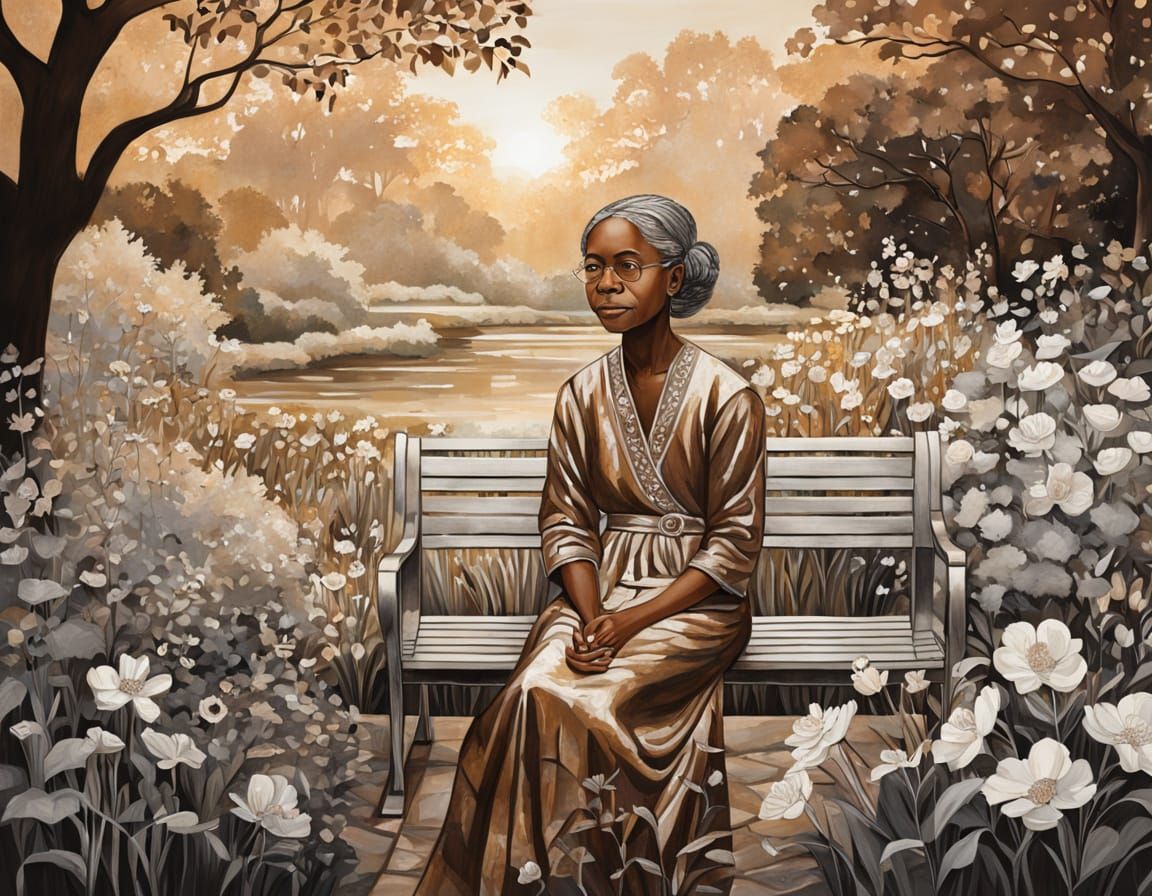 Monochromatic Portrait in English Garden, Faith Ringgold Sty...