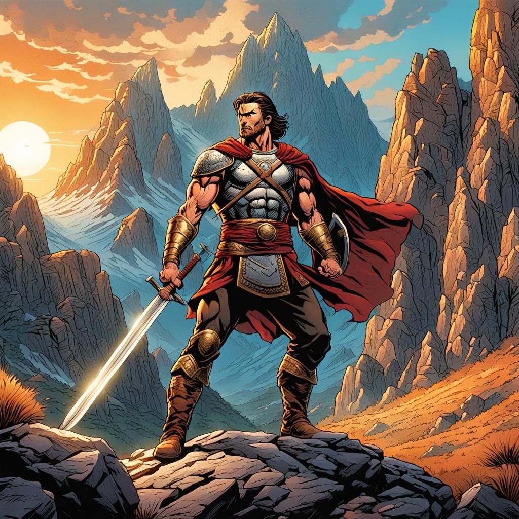 Bronze Age Warrior in Heroic Comic Art Style
